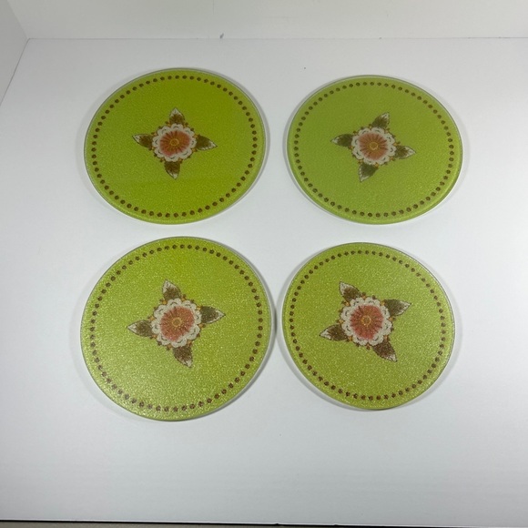 Kitchen Vintage Glass Kitchen Oval Trivet Cutting Board Set Green Floral Set Of 4 Poshmark